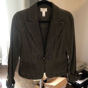 Olive Green Size 6 Petite Corduroy Blazer - Used Like New
